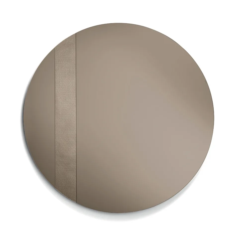 Okrągłe lustro z wstawką z siatki, wyprodukowane we Włoszech - Brigitta Viadurini