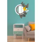 Nowoczesne okrągłe lustro z kolorowego drewna z motylami - Beat Viadurini