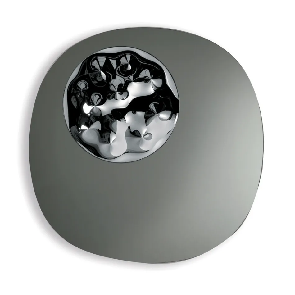 Lustro kształtowe z falistą wkładką szklaną Wyprodukowano we Włoszech - Adalberta Viadurini