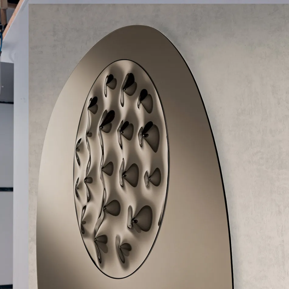 Lustro kształtowe z falistą wkładką szklaną Wyprodukowano we Włoszech - Adalberta Viadurini