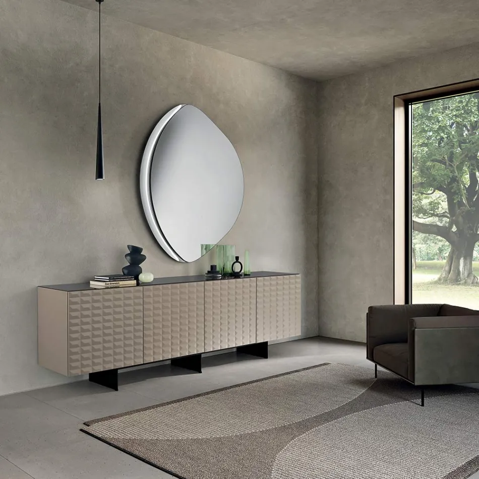 Lustro w kształcie Abigaille z półramą ze szkła topionego, wyprodukowane we Włoszech Viadurini