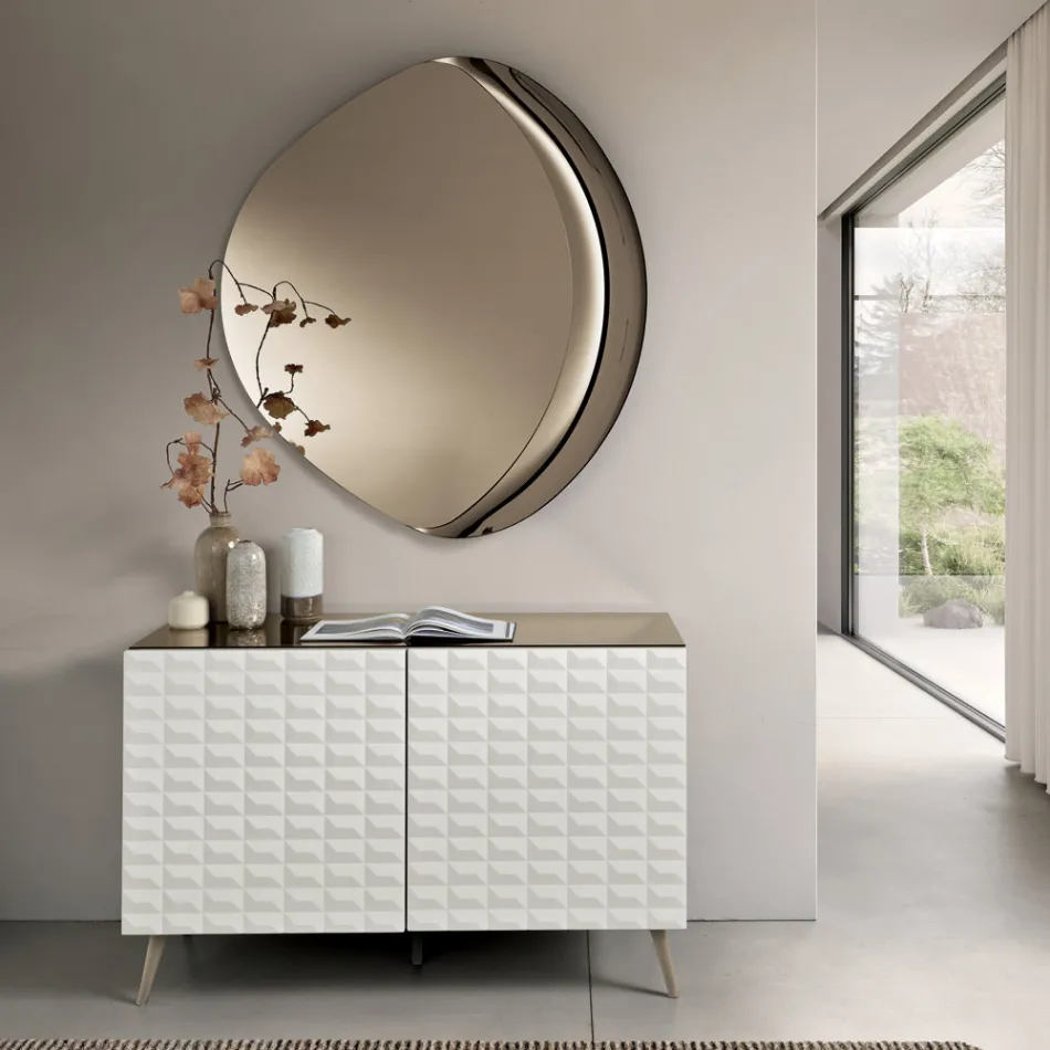 Lustro w kształcie Abigaille z półramą ze szkła topionego, wyprodukowane we Włoszech Viadurini