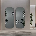 Lustro w kształcie prostokąta z falistą wstawką szklaną, wyprodukowane we Włoszech - Adelasia Viadurini