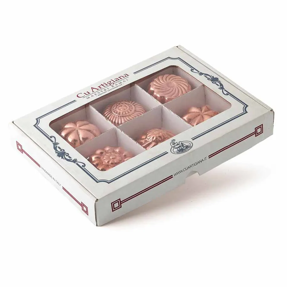 Ręcznie robione foremki do ciasta z miedzi ocynowanej Mieszany wzór 6 sztuk - Giandaniele Viadurini