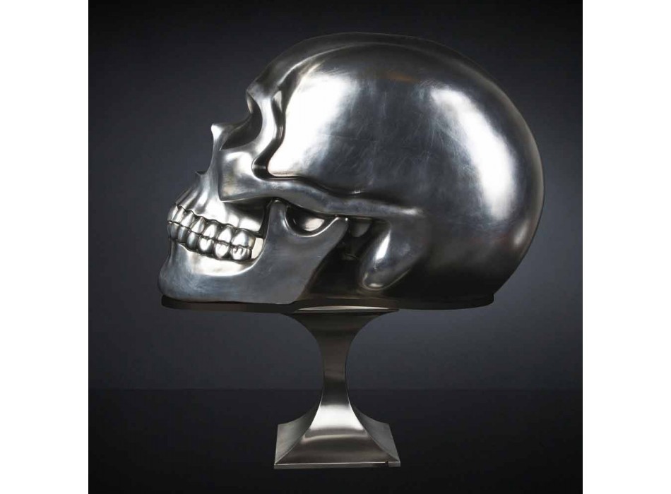 Statua w kształcie czaszki ze srebrnej ceramiki Made in Italy - Skull Viadurini
