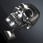 Statua w kształcie czaszki ze srebrnej ceramiki Made in Italy - Skull Viadurini