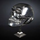 Statua w kształcie czaszki ze srebrnej ceramiki Made in Italy - Skull Viadurini
