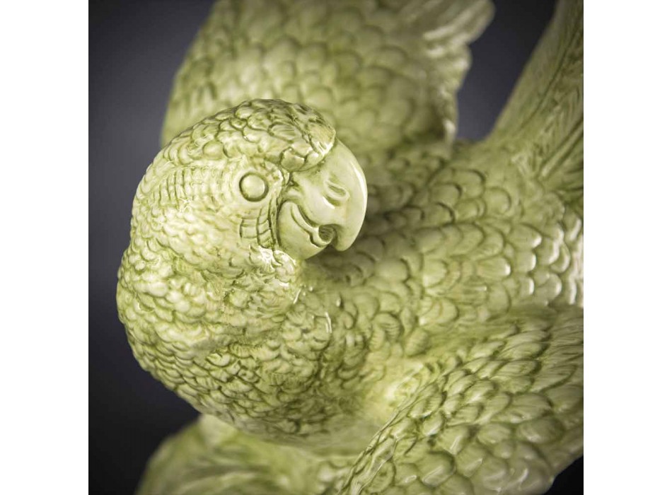 Ceramiczna figurka w kształcie papugi wykonana ręcznie we Włoszech - Pagallo Viadurini