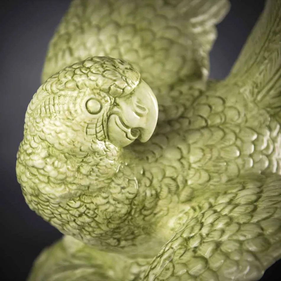 Ceramiczna figurka w kształcie papugi wykonana ręcznie we Włoszech - Pagallo Viadurini