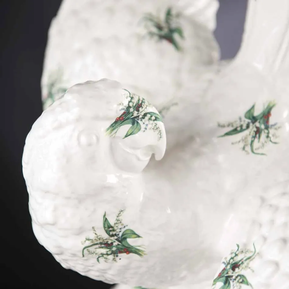 Ceramiczna figurka w kształcie papugi wykonana ręcznie we Włoszech - Pagallo Viadurini