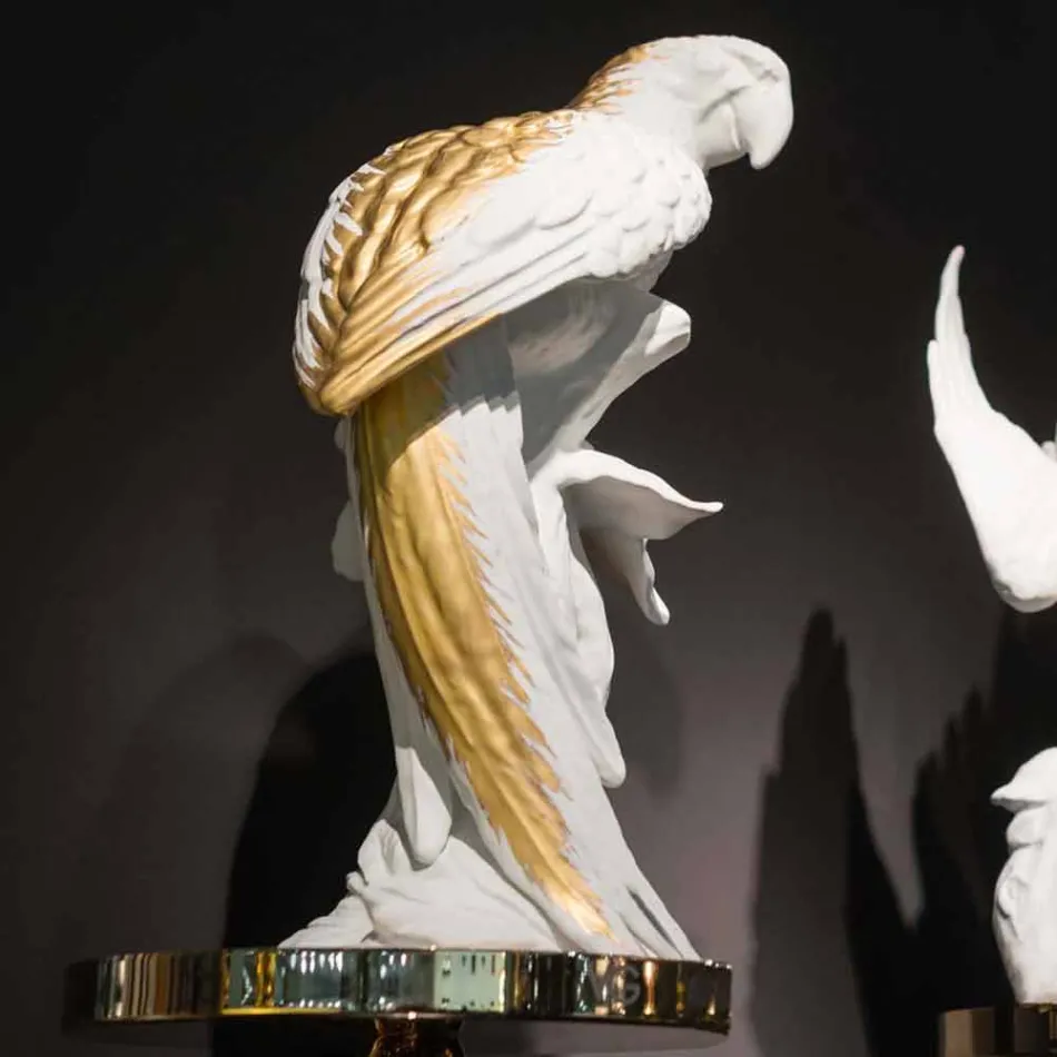 Ręcznie wykonana ceramiczna figurka w kształcie papugi Made in Italy - Pagallo Viadurini