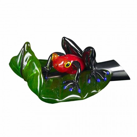 Figurka dekoracyjna w kształcie żaby na szklanym liściu Made in Italy - Leaf Viadurini
