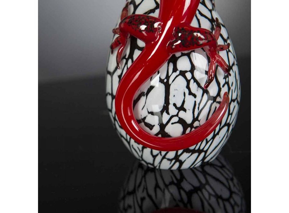 Dekoracyjna szklana figurka w kształcie jajka z gekonem Made in Italy - Huevo Viadurini