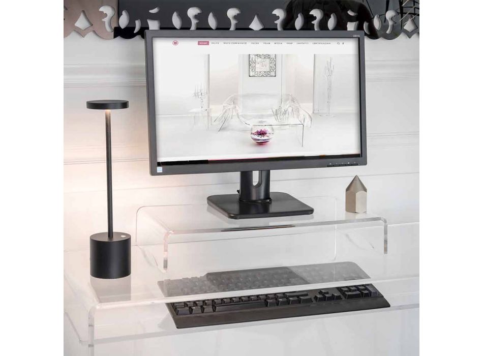 Podstawa monitora we włoskim stylu z przezroczystego lub przydymionego pleksi - Nerd Viadurini
