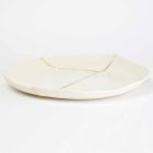 Zaprojektuj okrągłą kieszeń z białej porcelany i złotych liści - Cicatroro Viadurini