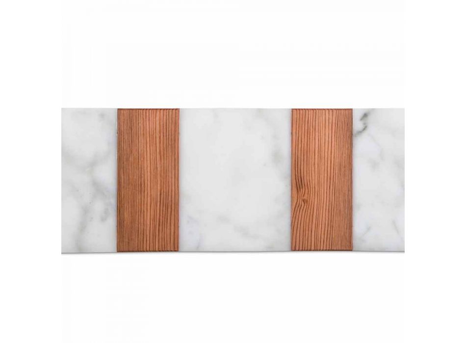 Deska do krojenia z białego marmuru i drewna Carrara Made in Italy - Evea Viadurini