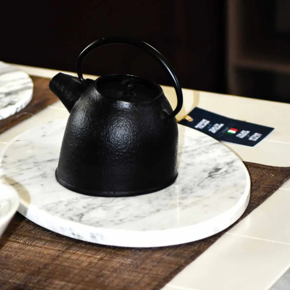 Nowoczesna owalna deska do krojenia z białego marmuru z Carrary Made in Italy - Masza Viadurini