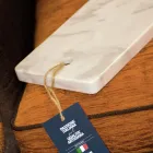 Prostokątna deska do krojenia z białego marmuru z Carrary Made in Italy - Masza Viadurini