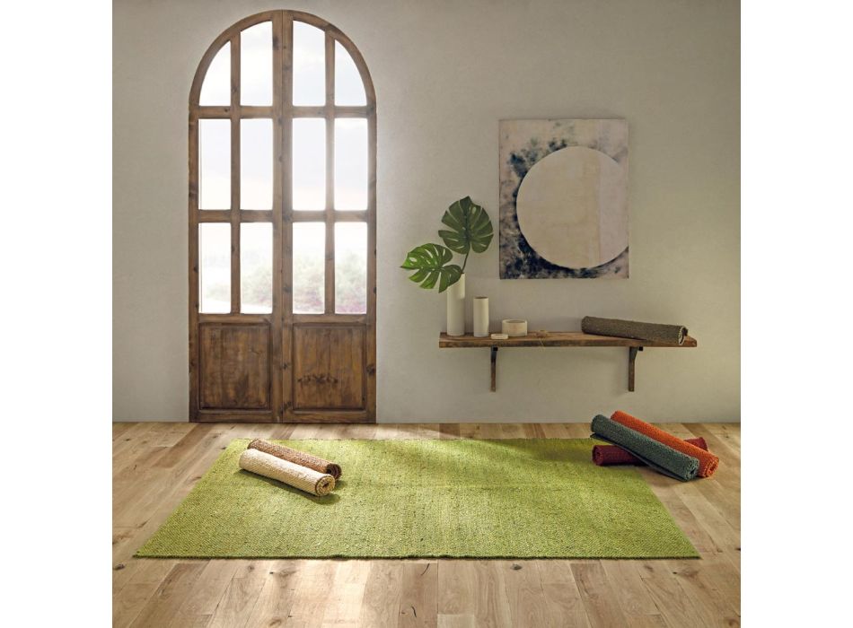 Nowoczesny i kolorowy dywan do salonu, ręcznie tkany z juty – Melino Viadurini
