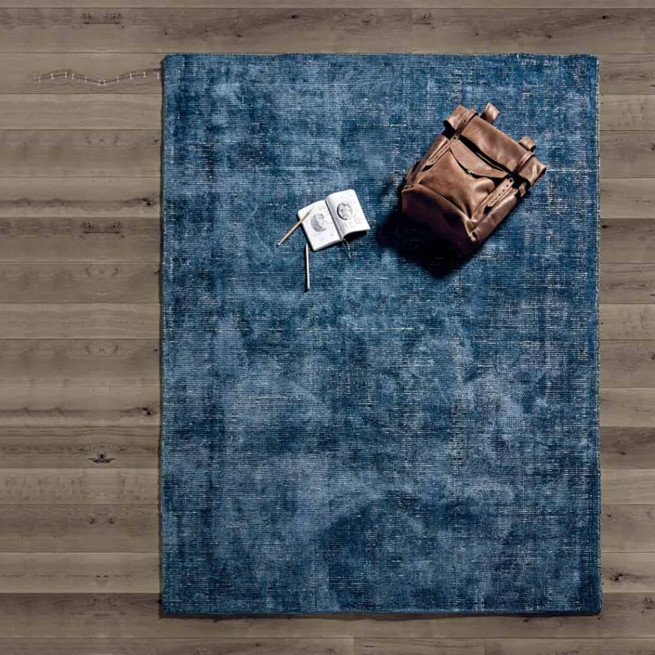 Dywan do salonu z bawełny, wiskozy i wełny. Wyprodukowany na ręcznym krośnie - Melita Viadurini