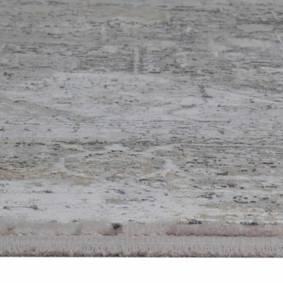 Dywan designerski w kolorze wiskozy i akrylu w kolorze szarym z designem - prezydent Viadurini