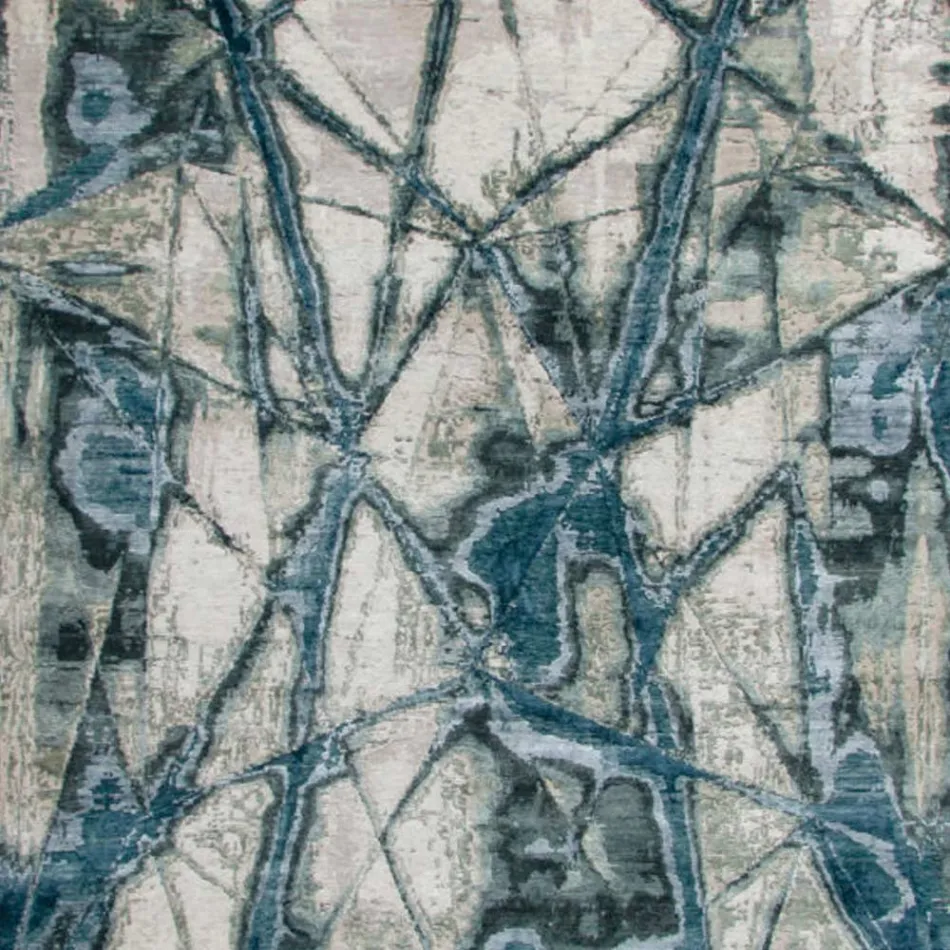 Wzorzysty dywan do salonu o nowoczesnym designie z jedwabiu bambusowego i wełny - Laptos Viadurini