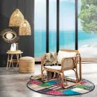 Okrągły dywan etniczny z kolorowej bawełny - włókno Viadurini