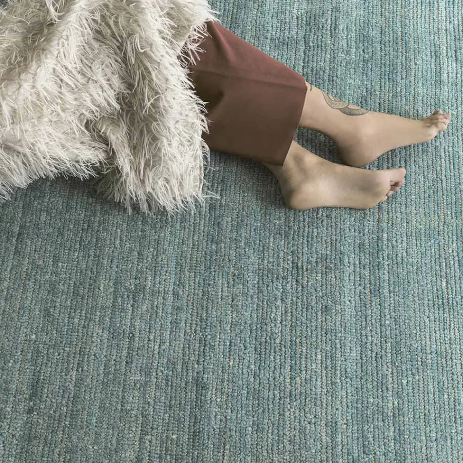 Ręcznie robiony dywan tkany w Indiach Wysokiej jakości wełna i jedwab bambusowy - Anella Viadurini