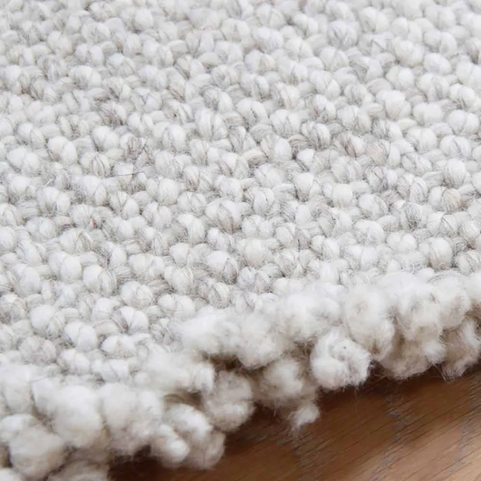 Duży i nowoczesny dywan wełniany z frędzlami Czarny lub kremowy - Jacqueline Viadurini