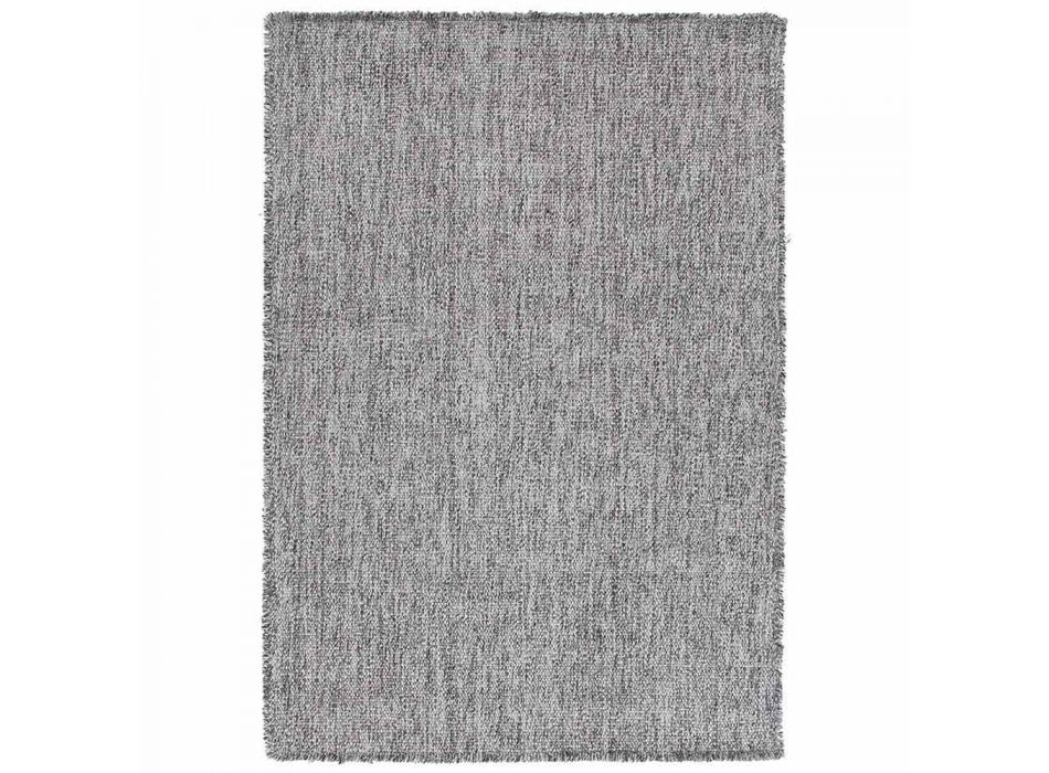 Duży i nowoczesny dywan wełniany z frędzlami Czarny lub kremowy - Jacqueline Viadurini