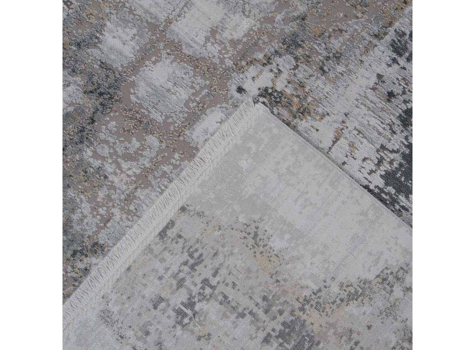 Szary beżowy dywanik antypoślizgowy z wiskozy i akrylu z wzorem - prezydent Viadurini