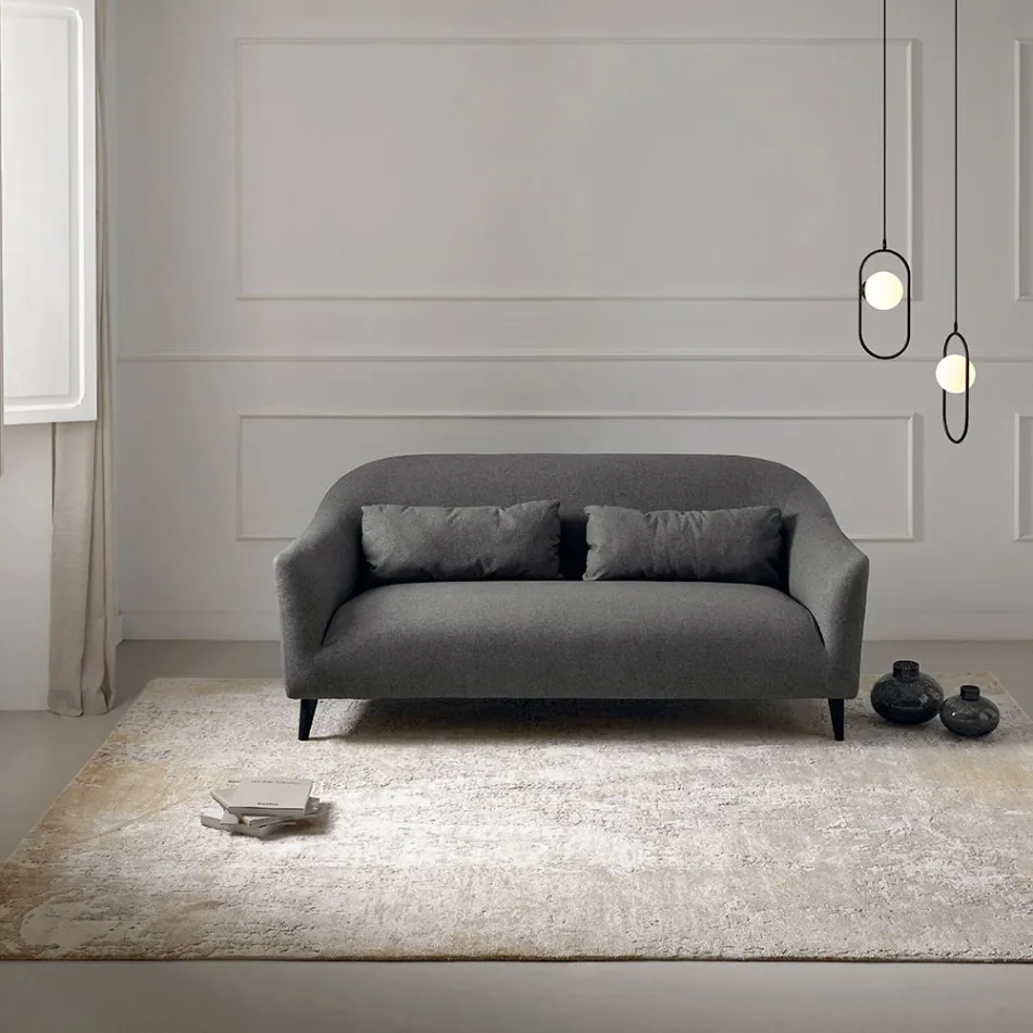 Nowoczesny, elegancki dywan do salonu z jedwabiu bambusowego i wełny - Pasha Viadurini