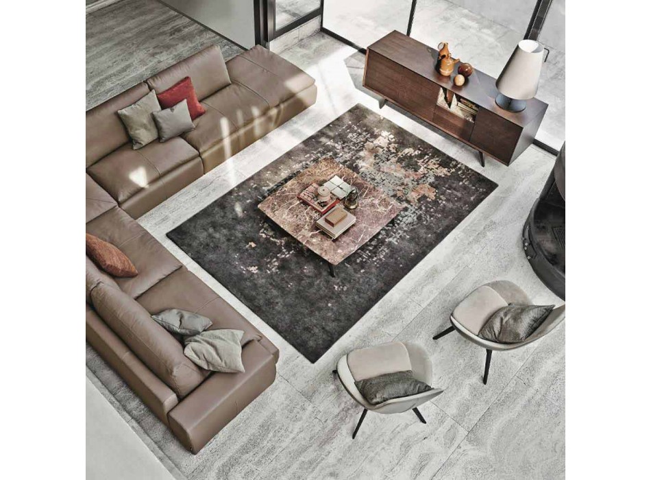 Luksusowy prostokątny dywan do salonu z wełny, bawełny i wiskozy Made in Italy Viadurini