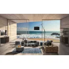 Prostokątny niebieski dywan bawełniany Kilim z kolorowym patchworkiem - włókno Viadurini