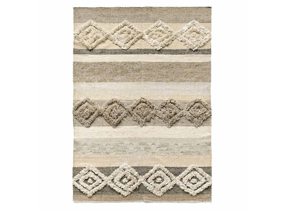 Prostokątny dywan z wełny, bawełny i wiskozy do nowoczesnego salonu - Zorro Viadurini