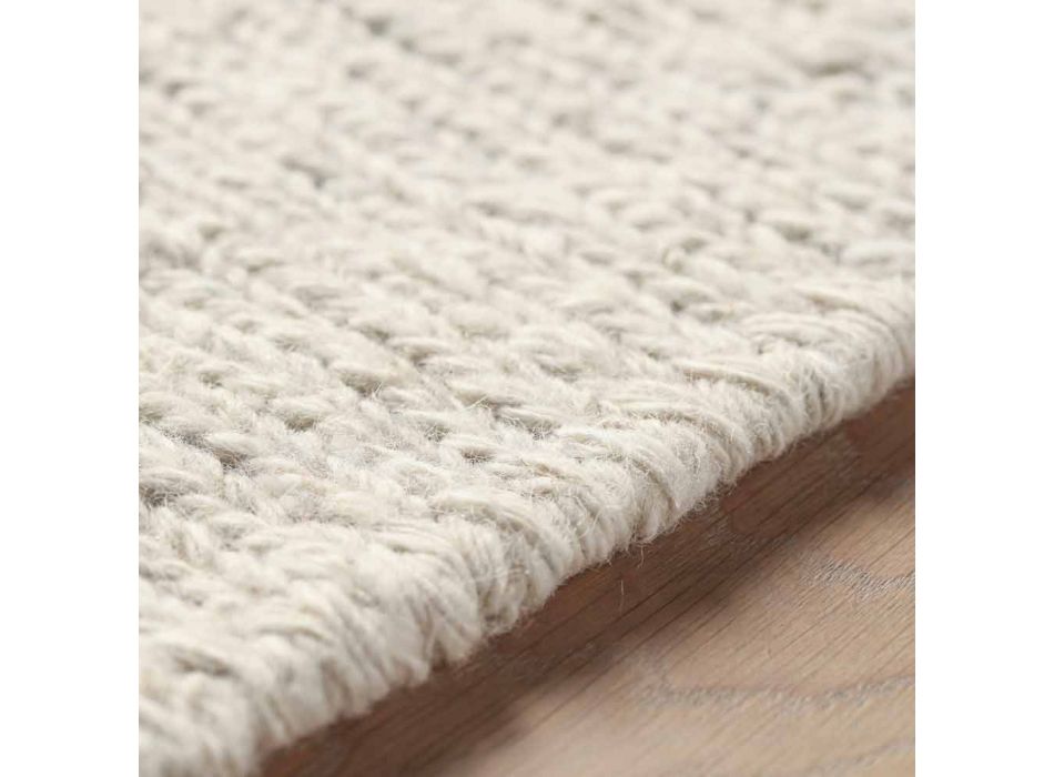 Prostokątny dywanik z wełny i bawełny brązowy lub krem o nowoczesnym designie - Kuta Viadurini
