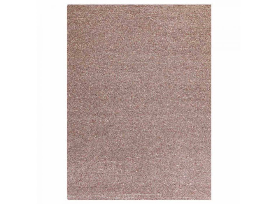 Prostokątny dywanik z wełny i bawełny brązowy lub krem o nowoczesnym designie - Kuta Viadurini