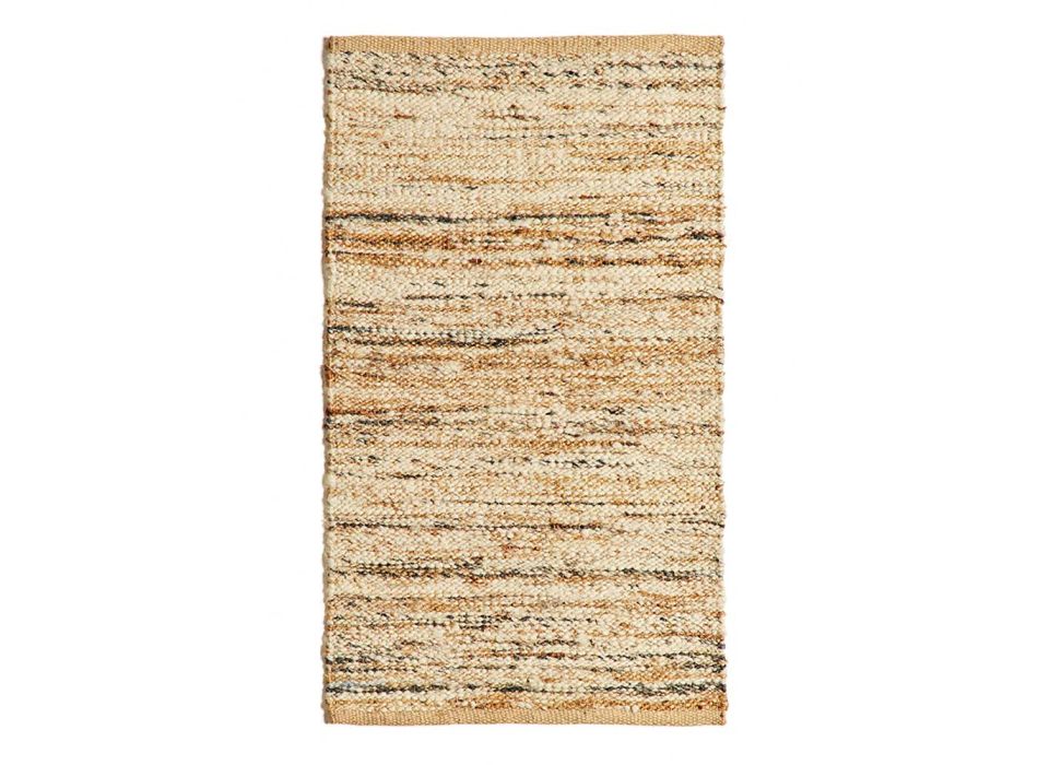 Prostokątny dywan z wełny, juty i bawełny o nowoczesnym designie do salonu - Remino Viadurini
