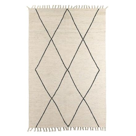 Wełniany i bawełniany dywan do salonu o nowoczesnym wzorze geometrycznym – Metria Viadurini
