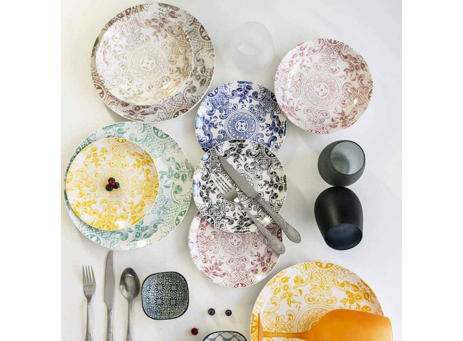 Serwis stołowy w kolorze porcelany 18 sztuk - Pizzotto Viadurini