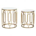 Stoliki Kawowe z Żywicy Złotego Żelaza i Marmuru 2 Sztuki - Pietro