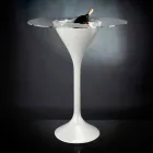 Wysoki stolik kawowy ze szkła i polietylenu z uchwytem na butelkę Made in Italy - Kraków Viadurini