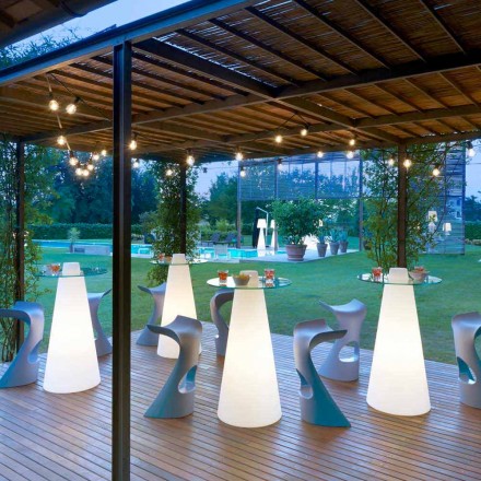 Wysuwany wysoki stół (H120) z polietylenu i szkła wyprodukowanego we Włoszech Viadurini