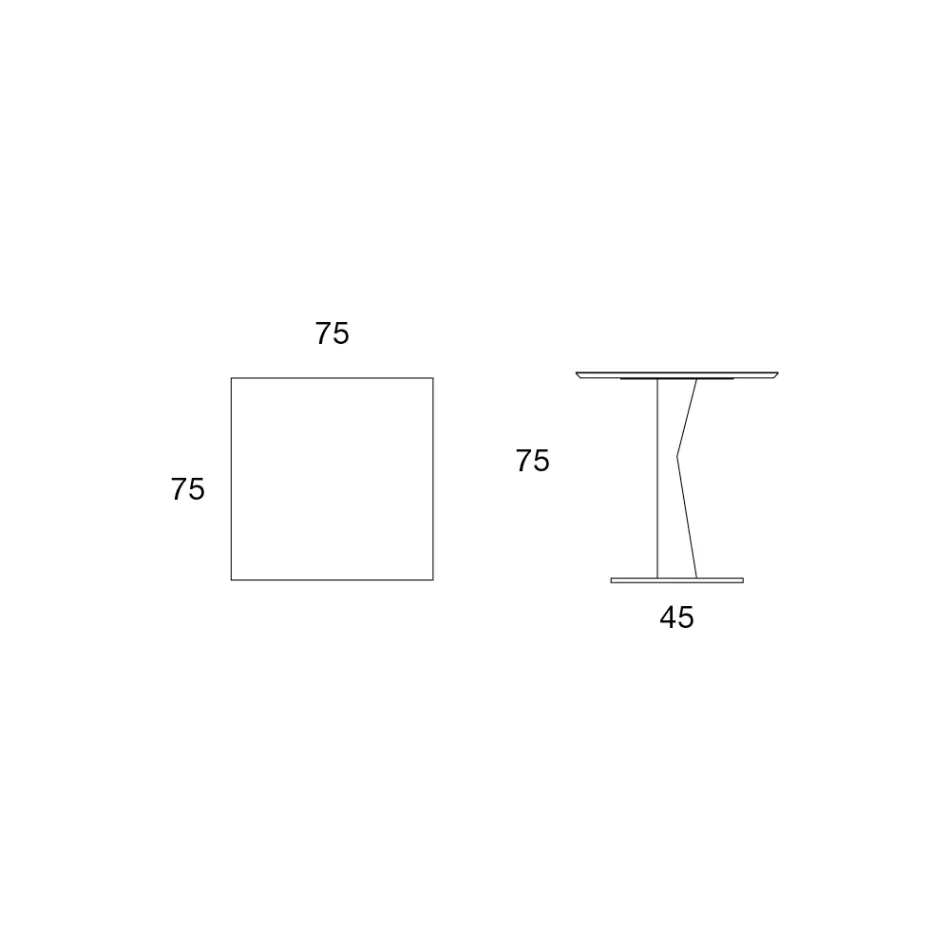 Wysoki Kwadratowy Stolik Kawowy z Pochyłego Metalu i Matowej Ceramicznej Blat - Coriko Viadurini