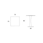 Wysoki Kwadratowy Stolik Kawowy z Pochyłego Metalu i Matowej Ceramicznej Blat - Coriko Viadurini