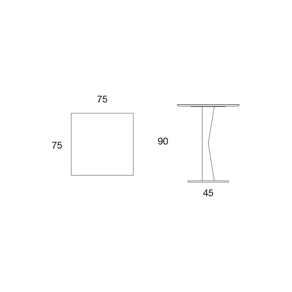 Wysoki Kwadratowy Stolik Kawowy z Pochyłego Metalu i Matowej Ceramicznej Blat - Coriko Viadurini