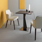 Wysoki Kwadratowy Stolik Kawowy z Pochyłego Metalu i Matowej Ceramicznej Blat - Coriko Viadurini