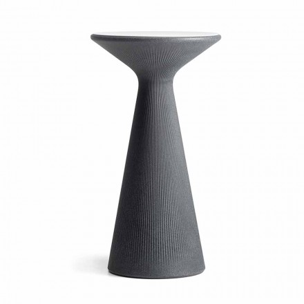 Wysoki okrągły stolik kawowy na zewnątrz z polietylenu i HPL Made in Italy - Desmond Viadurini