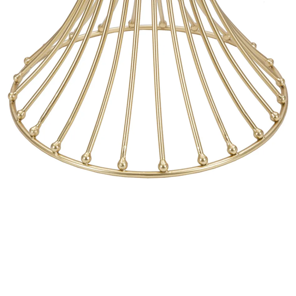 Okrągły wysoki stolik kawowy ze złotego żelaza z kulami i blatem z dymionego szkła - Dexter Viadurini