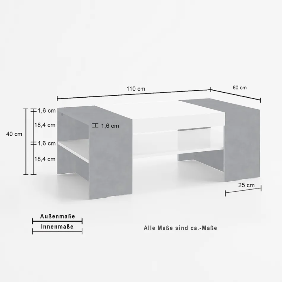 Niski Stolik Kawowy do Salonu z Białego Drewna 3 Wykończenia - Rames Viadurini